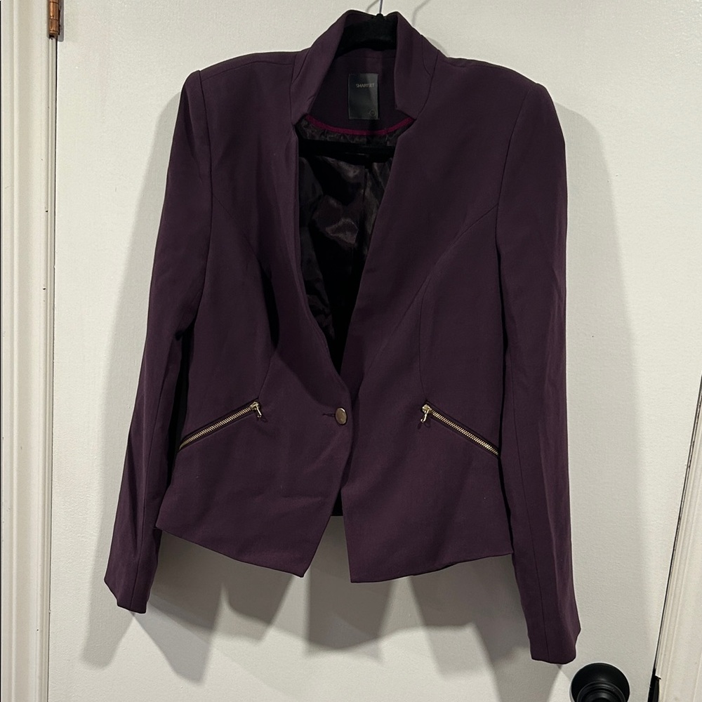 Smart Set Plum Blazer with Gold Zipper Details - Size M